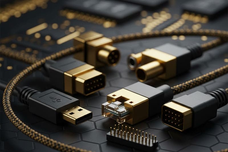 Conectores industriais e interfaces de conectividade eletrônica